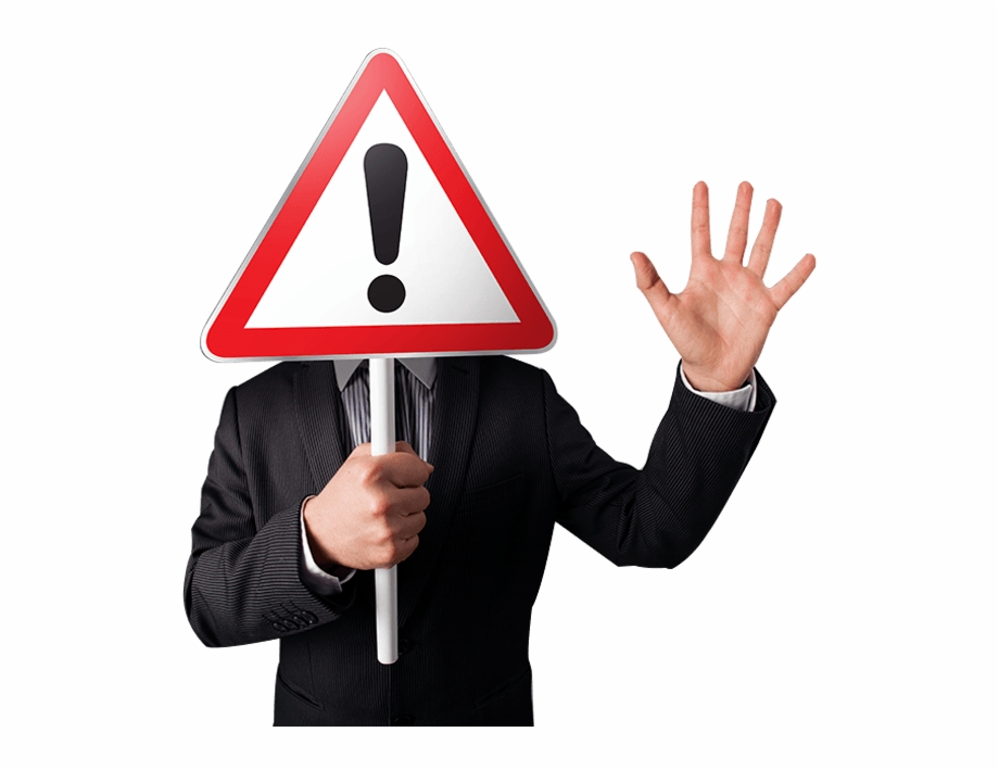 27 277607 Man Holding Caution Sign